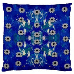 Oilpainting Blue Flowers In The Peaceful Night Large Premium Plush Fleece Cushion Case (two Sides) by pepitasart