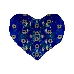 Oilpainting Blue Flowers In The Peaceful Night Standard 16  Premium Flano Heart Shape Cushions by pepitasart