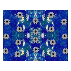 Oilpainting Blue Flowers In The Peaceful Night Two Sides Premium Plush Fleece Blanket (large) by pepitasart