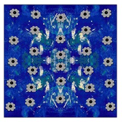 Oilpainting Blue Flowers In The Peaceful Night Square Satin Scarf (36  X 36 ) by pepitasart