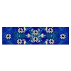 Oilpainting Blue Flowers In The Peaceful Night Oblong Satin Scarf (16  X 60 ) by pepitasart