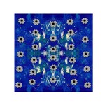 Oilpainting Blue Flowers In The Peaceful Night Square Satin Scarf (30  x 30 ) Front