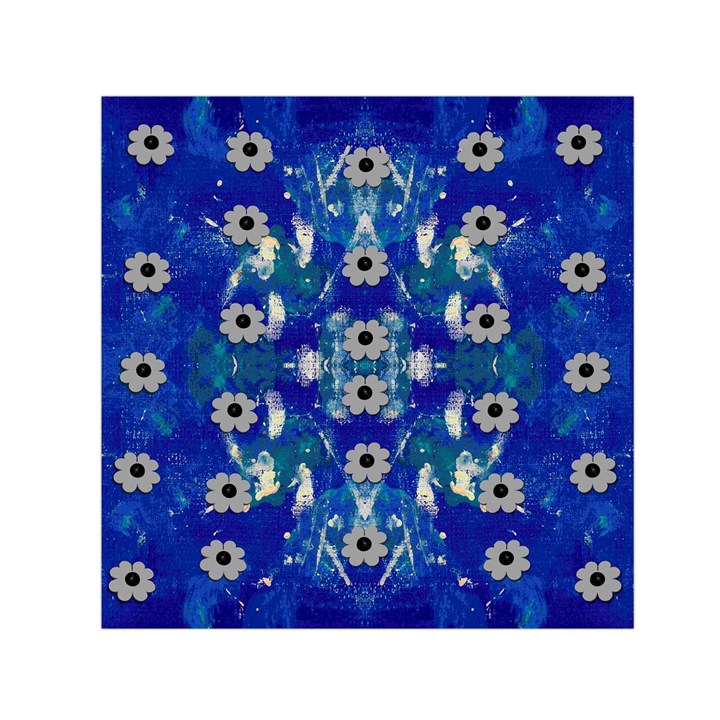 Oilpainting Blue Flowers In The Peaceful Night Square Satin Scarf (30  x 30 )