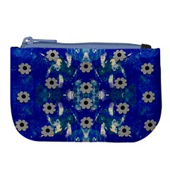 Oilpainting Blue Flowers In The Peaceful Night Large Coin Purse by pepitasart