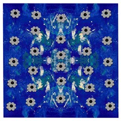 Oilpainting Blue Flowers In The Peaceful Night Wooden Puzzle Square by pepitasart