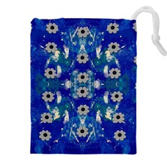 Oilpainting Blue Flowers In The Peaceful Night Drawstring Pouch (4xl) by pepitasart