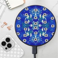 Oilpainting Blue Flowers In The Peaceful Night Wireless Fast Charger(black) by pepitasart