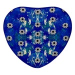 Oilpainting Blue Flowers In The Peaceful Night Heart Glass Fridge Magnet (4 pack) Front