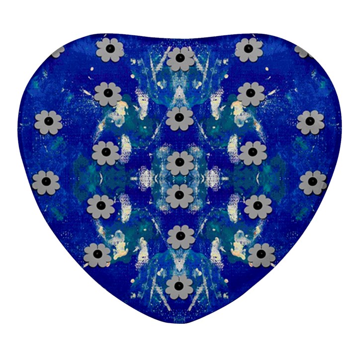 Oilpainting Blue Flowers In The Peaceful Night Heart Glass Fridge Magnet (4 pack)