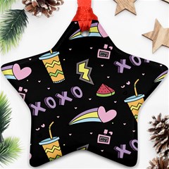 Cute-girl-things-seamless-background Ornament (Star)