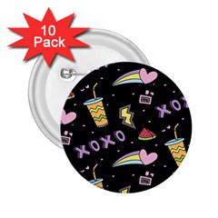 Cute-girl-things-seamless-background 2.25  Buttons (10 pack) 