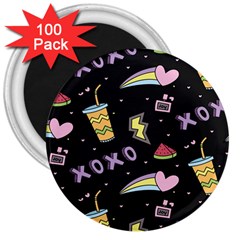 Cute-girl-things-seamless-background 3  Magnets (100 Pack) by pakminggu