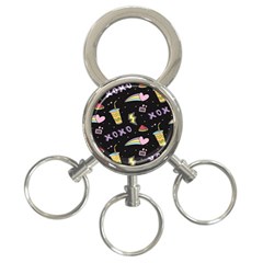 Cute-girl-things-seamless-background 3-Ring Key Chain