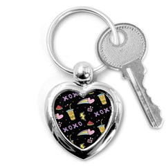 Cute-girl-things-seamless-background Key Chain (Heart)