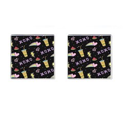 Cute-girl-things-seamless-background Cufflinks (Square)