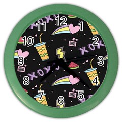 Cute-girl-things-seamless-background Color Wall Clock