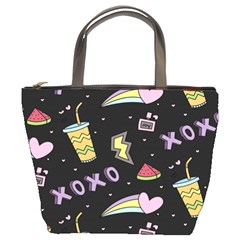 Cute-girl-things-seamless-background Bucket Bag