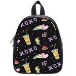 Cute-girl-things-seamless-background School Bag (Small) Front