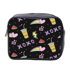 Cute-girl-things-seamless-background Mini Toiletries Bag (Two Sides)