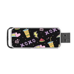 Cute-girl-things-seamless-background Portable USB Flash (Two Sides)