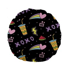 Cute-girl-things-seamless-background Standard 15  Premium Round Cushions