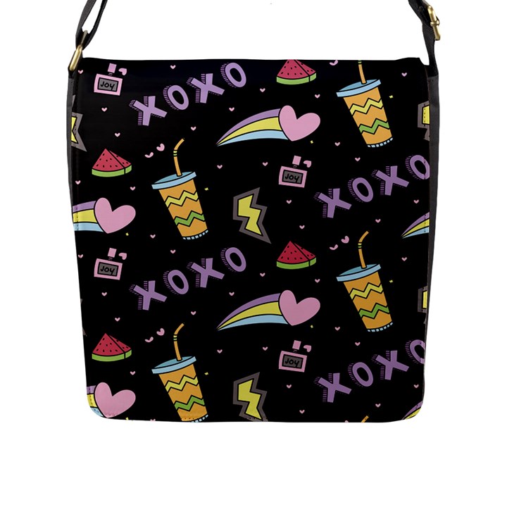 Cute-girl-things-seamless-background Flap Closure Messenger Bag (L)