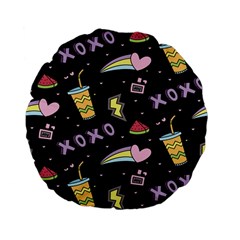 Cute-girl-things-seamless-background Standard 15  Premium Flano Round Cushions