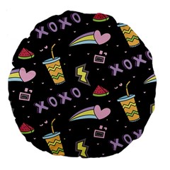 Cute-girl-things-seamless-background Large 18  Premium Flano Round Cushions