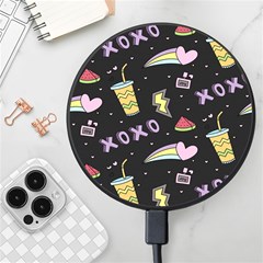 Cute-girl-things-seamless-background Wireless Fast Charger(Black)