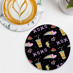 Cute-girl-things-seamless-background UV Print Round Tile Coaster