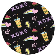 Cute-girl-things-seamless-background Round Trivet