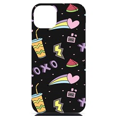 Cute-girl-things-seamless-background iPhone 14 Plus Black UV Print Case