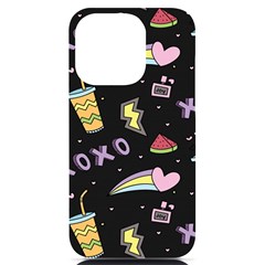 Cute-girl-things-seamless-background iPhone 14 Pro Black UV Print Case