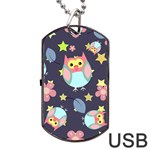 Owl-stars-pattern-background Dog Tag USB Flash (Two Sides) Front