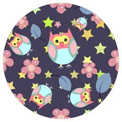 Owl-stars-pattern-background Round Trivet