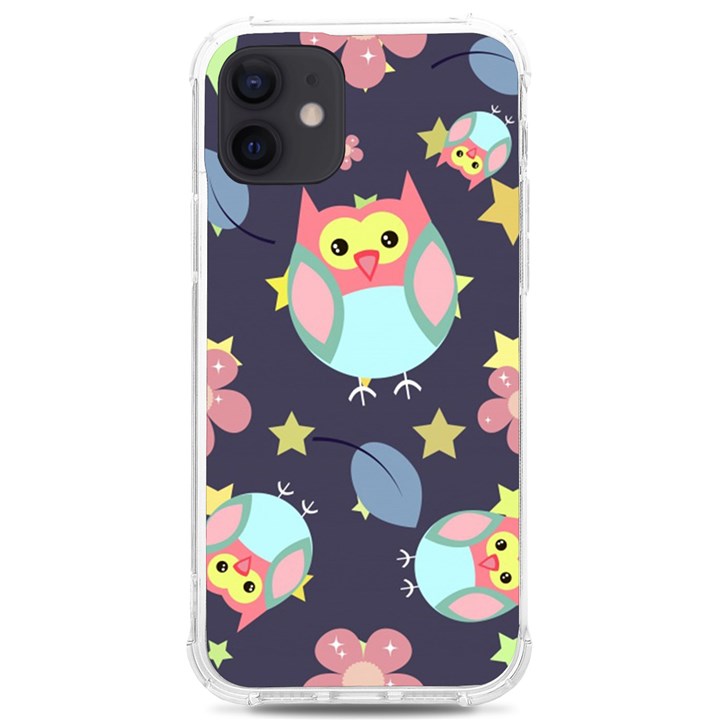 Owl-stars-pattern-background iPhone 12/12 Pro TPU UV Print Case