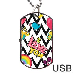 Vector-romantic-love-seamless-pattern Dog Tag Usb Flash (one Side) by pakminggu