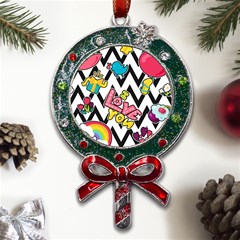 Vector-romantic-love-seamless-pattern Metal X mas Lollipop With Crystal Ornament by pakminggu