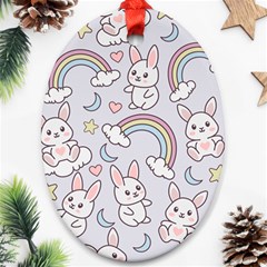 Seamless-pattern-with-cute-rabbit-character Ornament (oval) by pakminggu