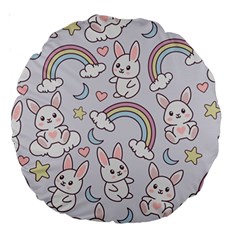 Seamless-pattern-with-cute-rabbit-character Large 18  Premium Round Cushions by pakminggu