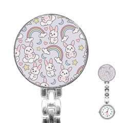 Seamless-pattern-with-cute-rabbit-character Stainless Steel Nurses Watch by pakminggu