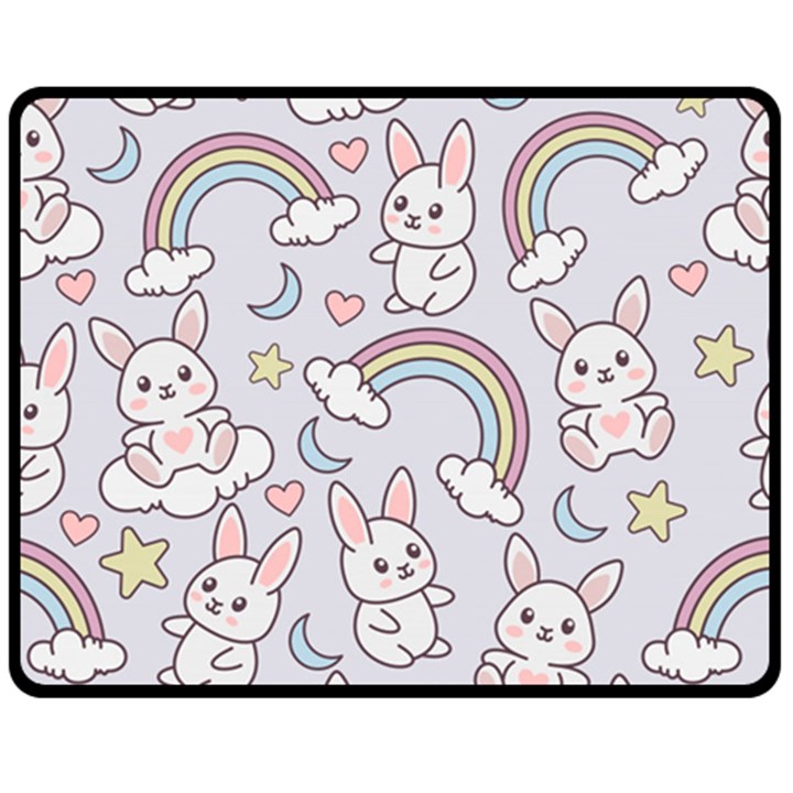 Seamless-pattern-with-cute-rabbit-character Two Sides Fleece Blanket (Medium)