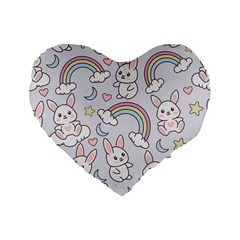 Seamless-pattern-with-cute-rabbit-character Standard 16  Premium Flano Heart Shape Cushions by pakminggu