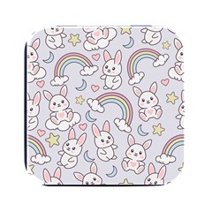 Seamless-pattern-with-cute-rabbit-character Square Metal Box (black)