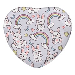 Seamless-pattern-with-cute-rabbit-character Heart Glass Fridge Magnet (4 Pack) by pakminggu