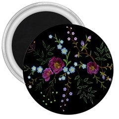 Embroidery-trend-floral-pattern-small-branches-herb-rose 3  Magnets by pakminggu