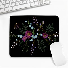 Embroidery-trend-floral-pattern-small-branches-herb-rose Large Mousepad by pakminggu