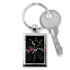 Embroidery-trend-floral-pattern-small-branches-herb-rose Key Chain (rectangle) by pakminggu