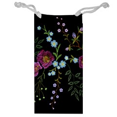 Embroidery-trend-floral-pattern-small-branches-herb-rose Jewelry Bag by pakminggu