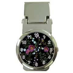 Embroidery-trend-floral-pattern-small-branches-herb-rose Money Clip Watches by pakminggu